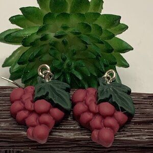 Grapes Earring, Fruit Earring, Funny Food Earring, Wine Earring, Drink Earring